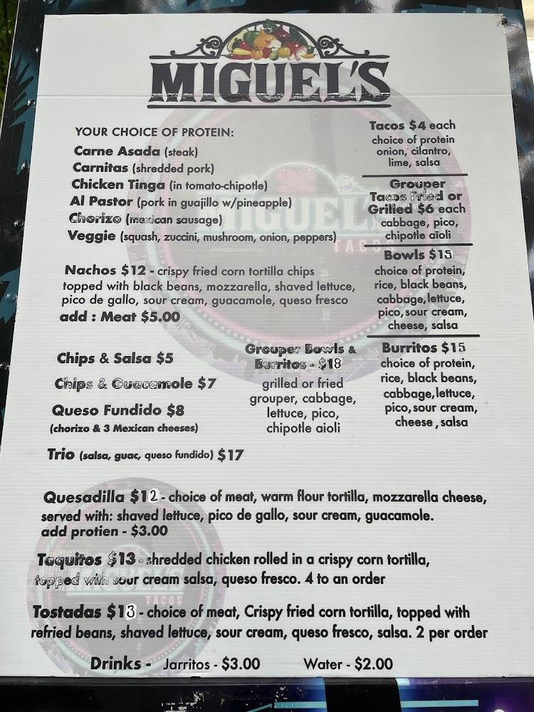 Miguel's Tacos Menu image 1